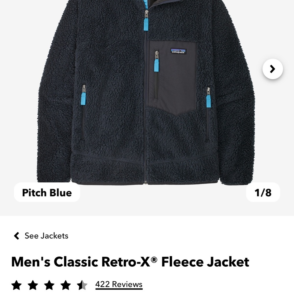 Patagonia Retro X Fleece Jacket, Size Small